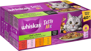 Whiskas Katten Natvoer Chef's Choice in Sauce, Tasty Mix Multipack (40x85 g) voor €13,99 bij Amazon