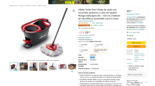 Vileda Turbo 3en1 Mopa de suelo con escurridor giratorio y cubo con pedal por 33,67€