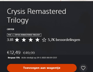 Crysis Trilogy Remastered voor €12,49 in de Playstation Store