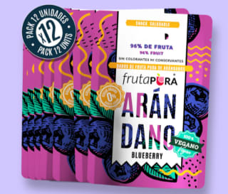 Pack 12 Sobres Fruta Pura sabor manzana, arándano o naranja por 5,99€