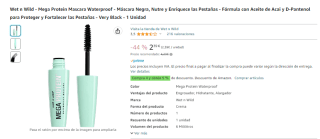 Máscara Negra, Nutre y Enriquece las Pestañas - Fórmula con Aceite de Acai y D por 2,39€