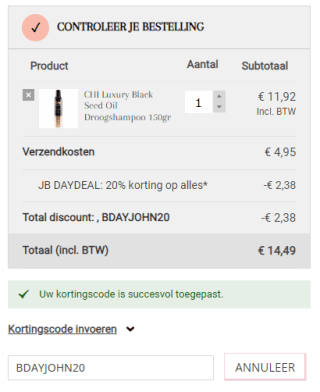 20% korting op bijna alles bij John Beerens