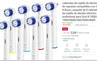Pack x8 Cabezales para cepillo Oral B por $229