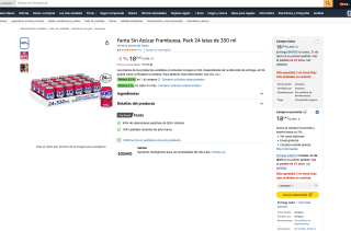 48 Fanta Sin Azúcar Frambuesa latas 330 ml por solo 27,36€