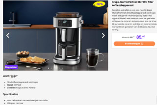 Krups Aroma Partner KM760D filter koffiezetapparaat voor €85 bij Actievandedag