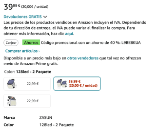 2 Luces Solares ZASUN con Sensor de Movimiento por solo 23,99€