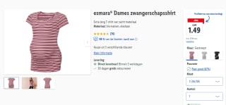 Zwangerschapsshirt voor €1,49 in de Lidl Webshop