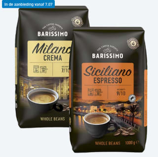 Barissimo Koffiebonen 1 kg. voor €11,99 bij de Aldi