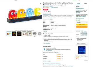 Lámpara Paladone de Pac Man y Ghosts por solo 19,99€