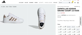 Zapatillas Adidas Grand Court 2.0 Kids Niño en $17.990