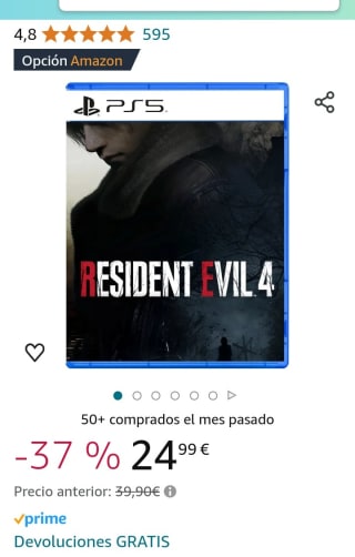 Resident Evil 4 Remake PS5 por 24,99€.