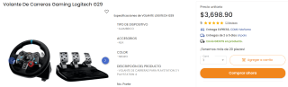 Volante Logitech G29 por $3,379 | Pedidos con MP