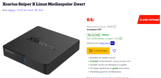 Xsarius Sniper X 4K - UHD PremiumTV2 Linux OTT Mediastreamer voor €64 bij Bol.com
