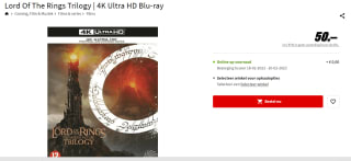 Lord Of The Rings Trilogy (4K Ultra HD Blu-ray) voor €50 bij de Mediamarkt