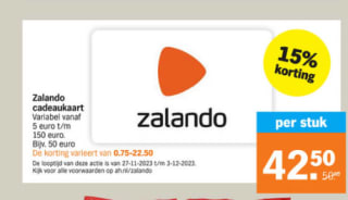 Bestel Zalando Cadeaubonnen met 15% korting