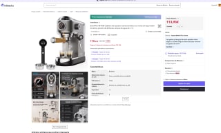 Cafetera BioloMix CM7008 de espresso semiautomática con varita de espumador de leche presión 20 bares tanque de agua 1,1L por 113,93€ (Nuevos usuarios por 68,36€)