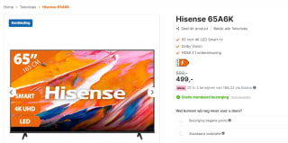 Hisense 65A6K 4K Smart TV voor €499 bij Expert