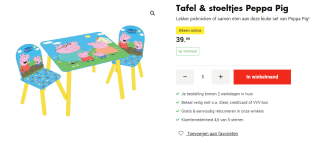 Tafel & stoeltjes Peppa Pig voor €39,99 bij Wibra