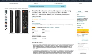 Mando a distancia Retoo compatible con televisores Samsung por solo 4,54€