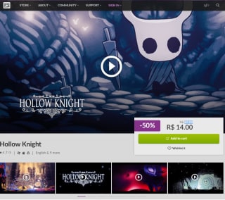 Jogo: Hollow Knight na gog - R$ 1.400