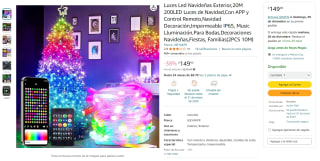 Luces LED Navideñas Exterior 20m por $150 | Descuento Amazon