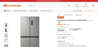 Réfrigérateur multiporte LG GMM41MSBEM à 799€