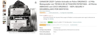 Carbón Activado en Polvo orgánico blanqueador por 4,49€
