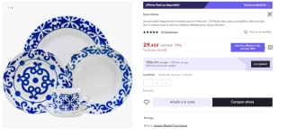 Tech Vajilla de porcelana de 6 servicios 30 piezas, con un diseño elegante para su mesa. Bengoa gourmet Tools por 20,93€