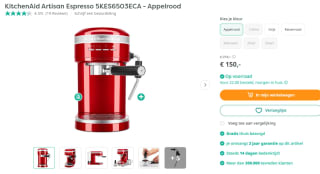 KitchenAid Artisan Espresso (5KES6503ECA) voor €150 bij Art&Craft