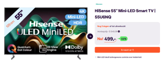 Hisense 55U6NQ - 55 inch - 4K MiniLED - 2024 voor €499 bij Ibood