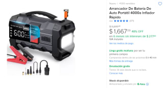 Arrancador de Batería de Auto Portátil 4000a por $1,667 en Mercado Libre
