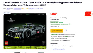 LEGO Technic PEUGEOT 9X8 24H Le Mans Hybrid Hypercar Modelauto voor €125,99 bij Bol