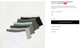 Pack de 5 Calzoncillos Básicos a $99 en Lefties