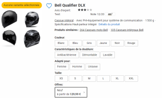 Casque intégral Moto Bell Qualifier DLX à 129,99€