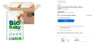 Pañal desechable Bio Baby Etapa 5 180pzs por $489 en Walmart