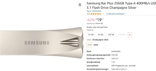 Samsung BAR Plus 256GB Champagne Silver voor €19,61 bij Amazon