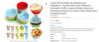 48 Moldes Reutilizables para Magdalenas + Tenedor para Frutas por 4,44€