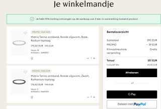 10% korting bij aankoop vanaf 2 Matrix-tennisarmbanden bij Swarovski