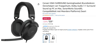 Corsair HS65 Surround Gaming Headset - Carbon - PC & Mac voor €59 bij Amazon