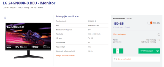 LG 24GN60R-B.BEU - Monitor voor €150,65 bij Azerty