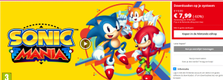 Sonic Mania voor €7,99 in de Nintendo eShop