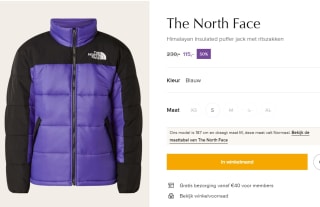 The North Face jas voor €115 bij de Bijenkorf