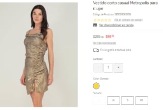 Vestido Corto Casual Metropolis por $90 en Suburbia