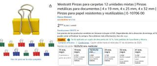 Westcott Pinzas metálicas 12 unidades mixtas 4 x 19 mm, 4 x 25 mm, 4 x 32 mm por 2,54€