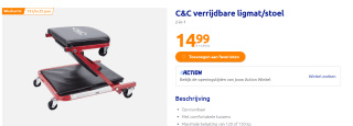 C&C verrijdbare ligplank voor €14,99 bij de Action