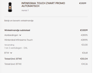 Nescafé Dolce Gusto Koffiecapsulemachine KP2708 Infinissima Touch Automatic voor €50,04 bij Dolce Gusto