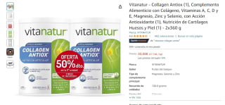 Pack 2x360 g Vitanatur Collagen Antiox, Complemento Alimenticio con Colágeno por 20€