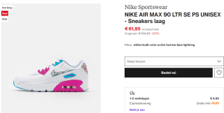 NIKE Air Max 90 LTR SE (GS) kids sneakers voor €61,95 bij Zalando