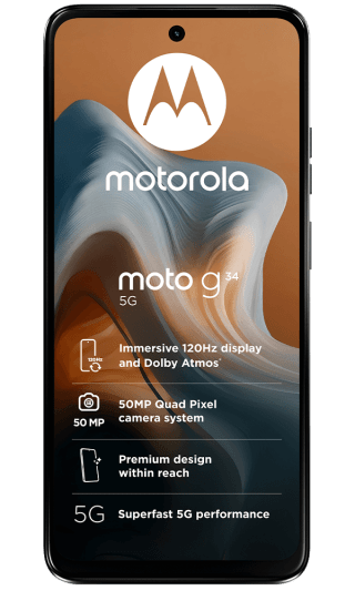 Motorola G34 128GB 5G Smartphone Available for £84