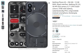 Nothing Phone 2 256 GB voor €499 bij Amazon NL en Bol